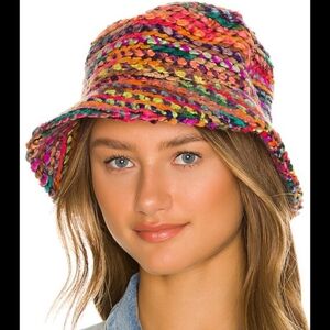 Lele Sadoughi Sweater Knit Bucket Hat Desert Rainbow